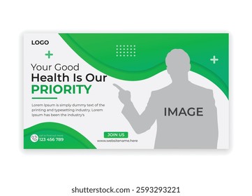our health is our priority banner. Medical healthcare web banner template