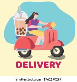 Our intention want to communicate to delivery about cafe or bubble tea business in order to support to enduser immediately when everyone need.And vector illustration in flat design style.