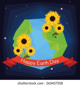 our isolated planet with flowers and a ribbon with text