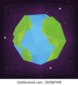 our isolated planet on a colored background