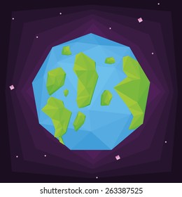 our isolated planet on a colored background