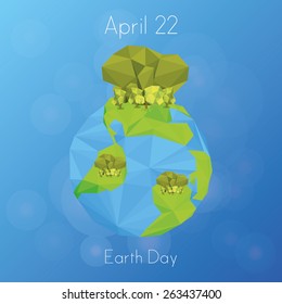 our isolated planet with trees and text on a blue background