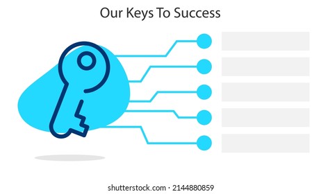 Our Keys To Success slide template. Clipart image