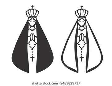 Our Lady of Aparecida, Catholic saint, patron saint of Brazil. Vector illustration