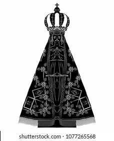Our Lady of Aparecida is Nossa Senhora Aparecida patroness of Brazil. Black fill.