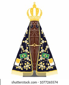 Our Lady of Aparecida is Nossa Senhora Aparecida patroness of Brazil. Colored Fill and without outline.