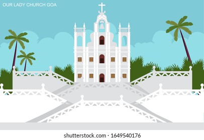 our lady church goa vector illustration