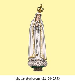 Our Lady of Fátima Colored Vector Illustration