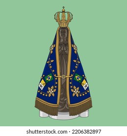 Our Lady of Conception Aparecida Colored Vector Illustration