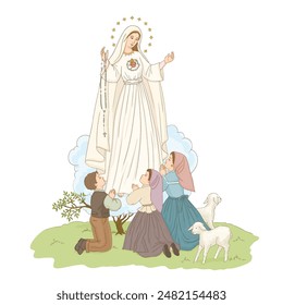 Our Lady of Fatima appeared to three shepherd children, Virgin Mary.