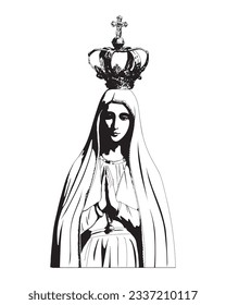 Our Lady of Fatima Illustration Catholic Religious Virgin Mary vector