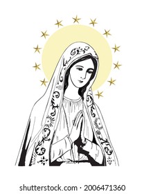 Our Lady of Fatima Illustration Virgin Mary catholic religious vector