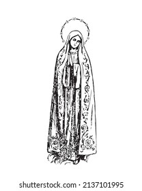 Our Lady of Fatima Illustration Virgin Mary catholic religious vector