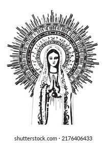 Our Lady of Fatima Illustration Virgin Mary catholic religious vector