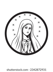 Ilustración de Nuestra Señora de la Fátima Virgen María Vectorial Católico