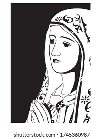 Our lady of Fatima vector Catholic virgin Mary Illustration