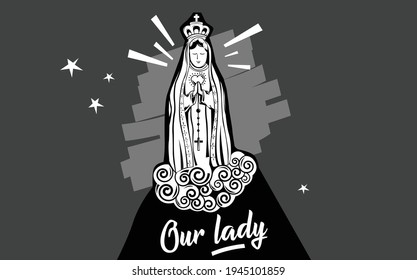 Our Lady of Fatima vector in cordel style