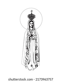 Our Lady Of Fatima Vector Virgin Mary Catholic Religious Illustration 