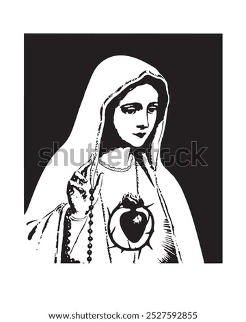 Our Lady of Fatima vector Virgin Mary Immaculate heart catholic religious Illustration