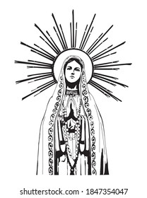 Our Lady of Fatima Virgin Mary Illustration catholic vector