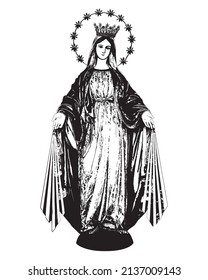 Our Lady Of Grace Catholic Illustration Virgin Mary Vector