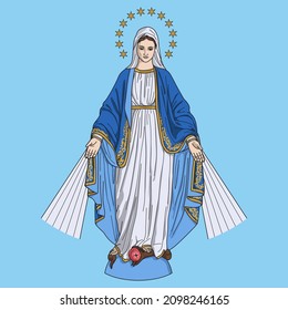 Our Lady of Grace Colored Vector Illustration