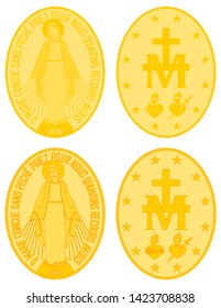 Our Lady of Grace gold medal colored and outline