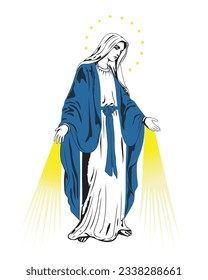 Our Lady of Grace Illustration Virgin Mary catholic religious vector