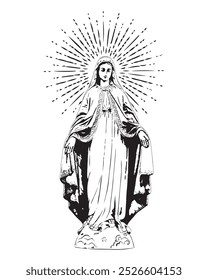 Our Lady of grace vector Blessed Virgin Mary Catholic religious vector