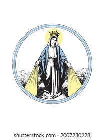 Our Lady of grace vector Virgin Mary catholic religious Illustration