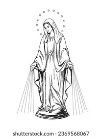 Our Lady of Grace Vector Virgin Mary Catholic religious Illustration