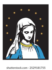 Our Lady of Grace Vector Virgin Mary Catholic religious Illustration