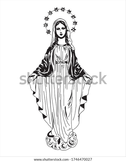 私たちの優雅な女性のベクター画像聖母マリアカトリックイラスト のベクター画像素材 ロイヤリティフリー
