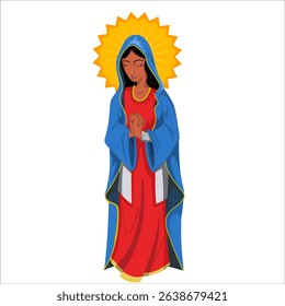 Our Lady of Guadalupe in colorful vector art - Santa Maria