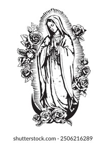 Our Lady of Guadalupe Illustration Virgin Mary Catholic religious vector