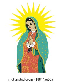 Our Lady of Guadalupe Mexican Illustration catholic virgin Mary vector color