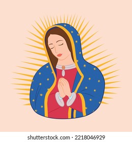 Our Lady of Guadalupe. Virgin of Guadalupe. Virgen de Guadalupe. Vector design.