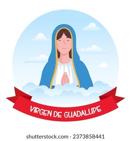 Our Lady of Guadalupe. Virgin of Guadalupe. Virgen de Guadalupe. Vector design. 