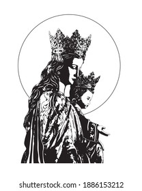 Our Lady Help of Christians Illustration Virgin Mary and Child Jesus catholic vector