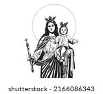 Our Lady help of Christians vector catholic religious illustration