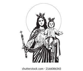 Our Lady help of christians vector catholic religious illustration