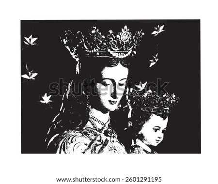 Our Lady help of Christians vector catholic religious illustration