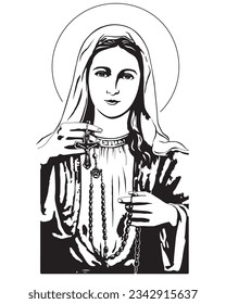 Nuestra Señora de la Santa Ilustración Rosaria Virgen María Vectorial Católico