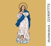 Our Lady Immaculate Conception Colored Vector Illustration