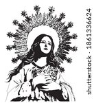 Our Lady Immaculate conception Virgin Mary Vector catholic Illustration