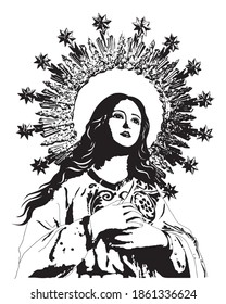 Our Lady Immaculate conception Virgin Mary Vector catholic Illustration