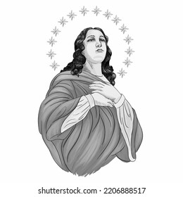 Our Lady Immaculate conception Virgin Mary Vector catholic Illustration