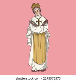 Our Lady of La Salette Colored Vector Illustration