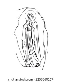 Our Lady of Lourdes Catholic religious Illustration Virgin Mary vector