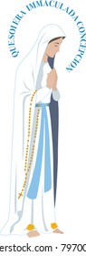 our lady of Lourdes Catholic vector virgin Mary illustration